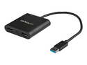 Startech USB 3.0 to Dual HDMI Adapter, 1x 4K 30Hz & 1x 1080p, External Video & Graphics Card, USB Type-A to HDMI Dual Monitor Display Adapter Dongle, Supports Windows Only, Black