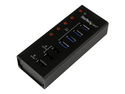 StarTech.com USB 3.0-hubb med 4 portar plus 3 dedicerade USB-laddningsportar (2x 1A & 1x 2A) ? väggmonterbart metallhölje