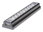 Manhattan USB-A 10-Port Desktop Hub, 10x USB-A Ports, 480 Mbps (USB 2.0), Bus or AC Power, Hi-Speed USB, Black, Three Year Warranty, Boxed