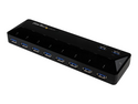 Startech USB 3.0-hub med 10 portar och laddnings- &amp; synkningsportar